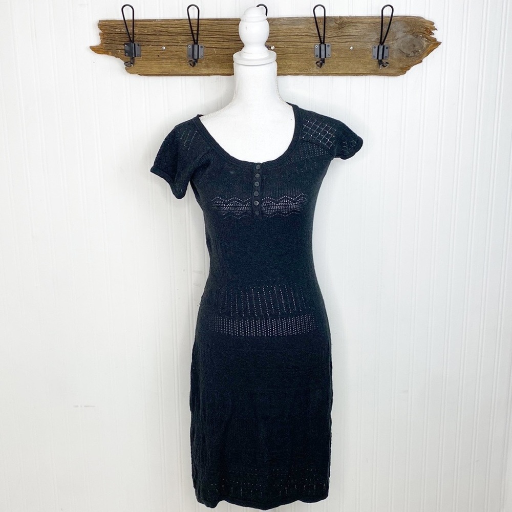 Peruvian Connection Pointelle Knit Sweater Dress Cotton Blend